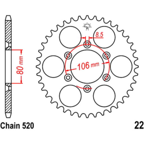 Rear sprocket 45 tooth pitch 520 JTR2245