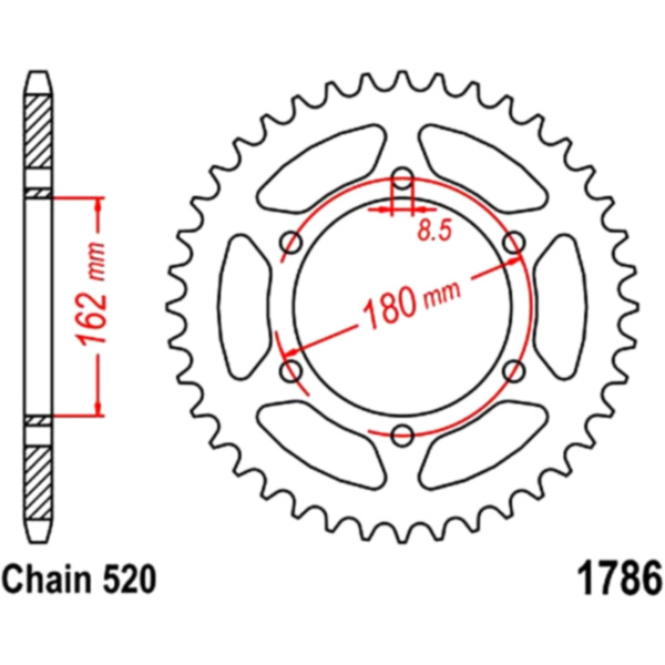 Rear sprocket 52 tooth 520 silver