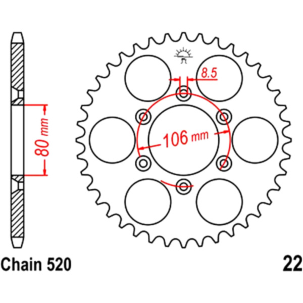 Rear sprocket 49 tooth 520 black fitting for Aprilia SX  125 RV000 2008, 23 PS,17 kw