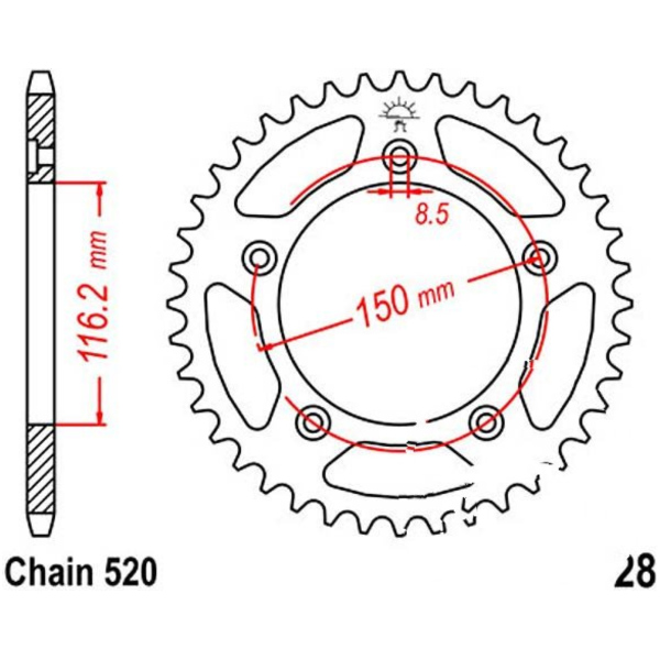 Rear sprocket 43 tooth 520 black