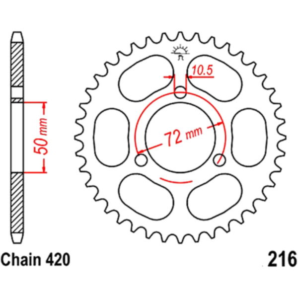 Rear sprocket 37tooth pitch 420 JTR21637