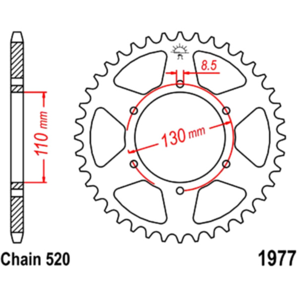 Rear sprocket 45 tooth 520 pitch black