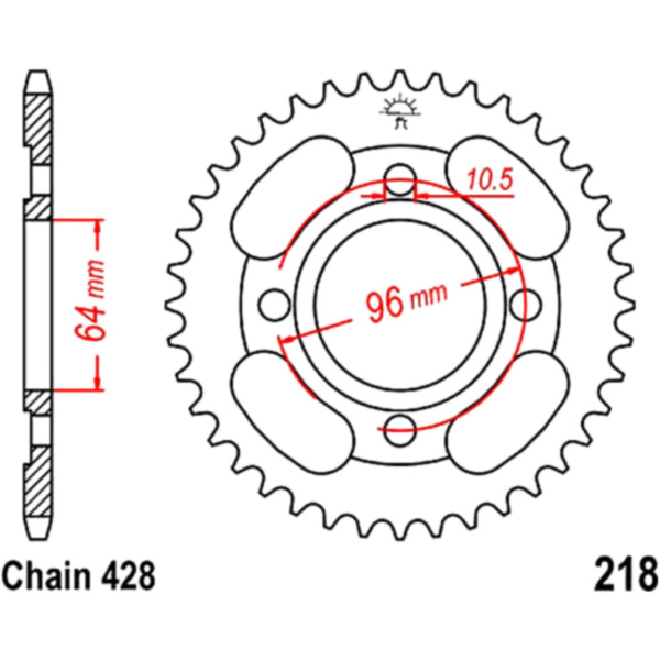 Rear sprocket 44 tooth 428 black JTR21844