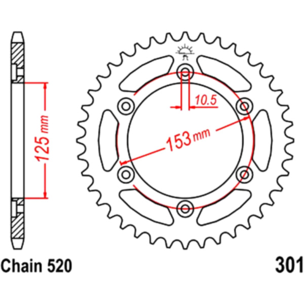 Rear sprocket 45 tooth pitch 520 JTR30145 fitting for Honda CRF  250 MD38B 2014, 23 PS, 17 kw