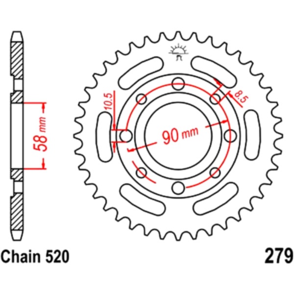 Rear sprocket 31 tooth pitch 520