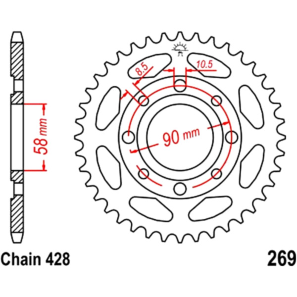 Rear sprocket 39 tooth pitch 428 JTR26939