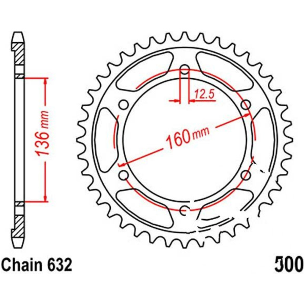 Rear sprocket 40 tooth pitch 632