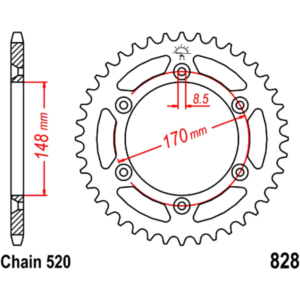 Rear sprocket 42 tooth pitch 520 JTR82842