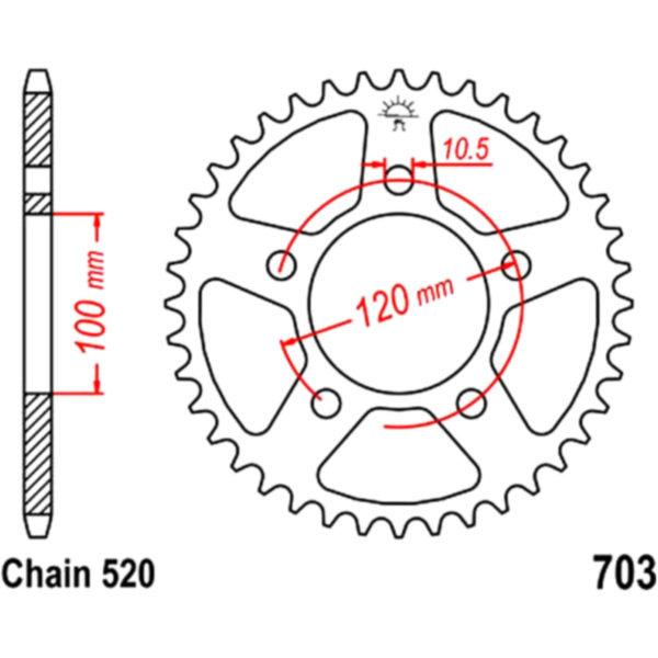 Rear sprocket 44 tooth pitch 520 JTR70344