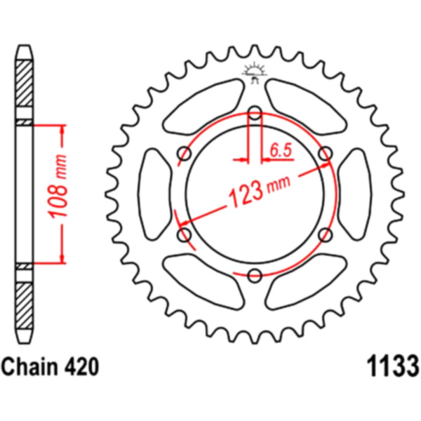 Kettenblatt Kettenrad 52Z Teilung 420 passend für Derbi Senda Racing 50 KKB02 2018, 