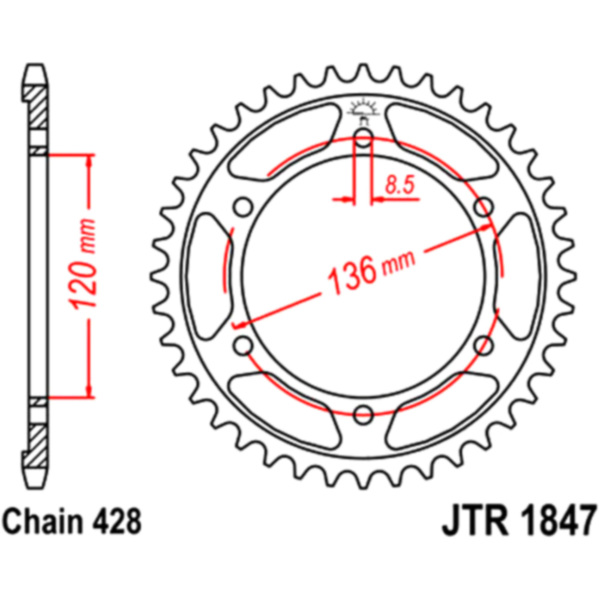 Rear sprocket 57 tooth pitch 428 JTR184757_1