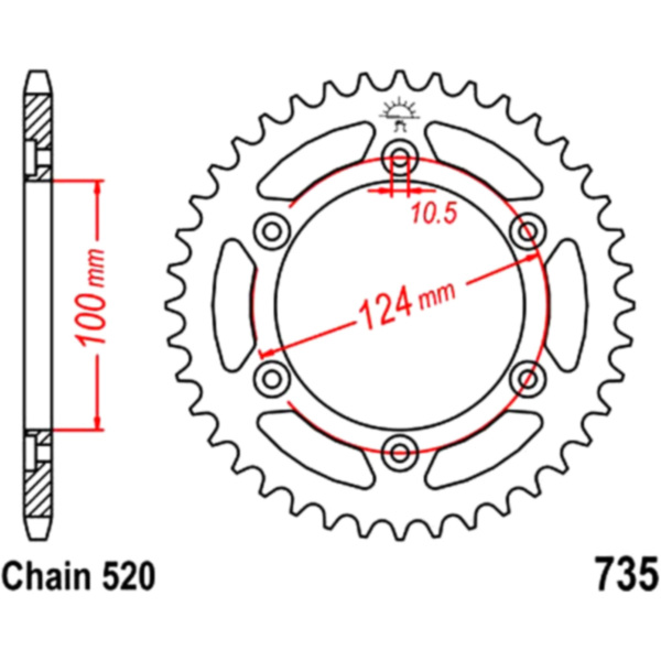 Kettenblatt Kettenrad 42Z Teilung 520 JTR73542 passend für Ducati Supersport Nuda 800 V500AA 2003, 74 PS, 55 kw