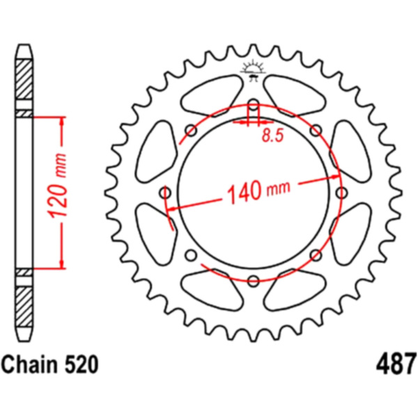 Rear sprocket 47 tooth pitch 520 JTR48747