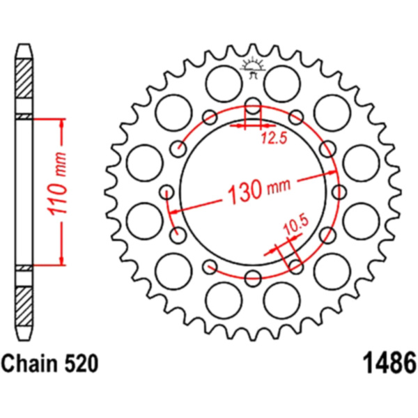 Rear sprocket 42t pitch 520 black_1