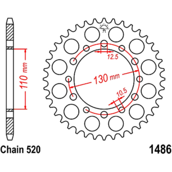 Rear sprocket 40 tooth pitch 520 JTR148640 fitting for Kawasaki ER Twister 500 ER500AAA 1997, 34 PS, 25 kw