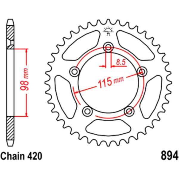 Rear sprocket 48 tooth pitch 420 JTR89448 fitting for KTM SX  65  2014, 