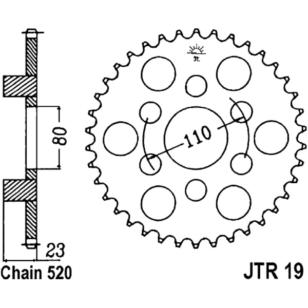 Rear sprocket 38 tooth pitch 520 JTR1938