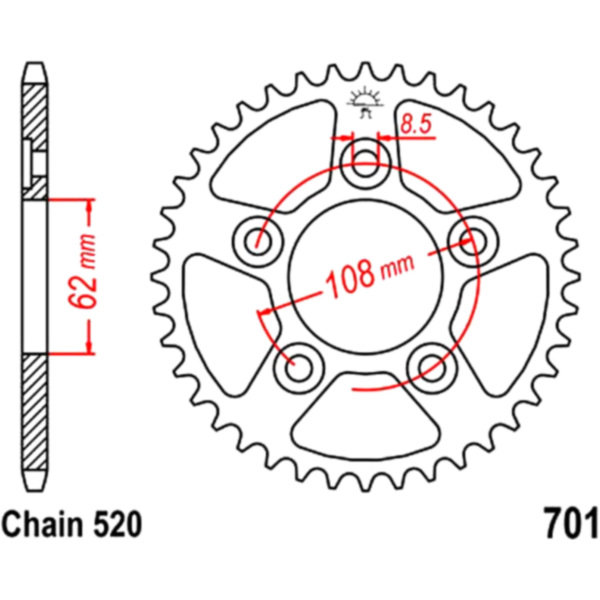 Rear sprocket 41 tooth pitch 520 JTR70141 fitting for Cagiva Raptor  125 N301AB 2007, 15 PS, 11 kw