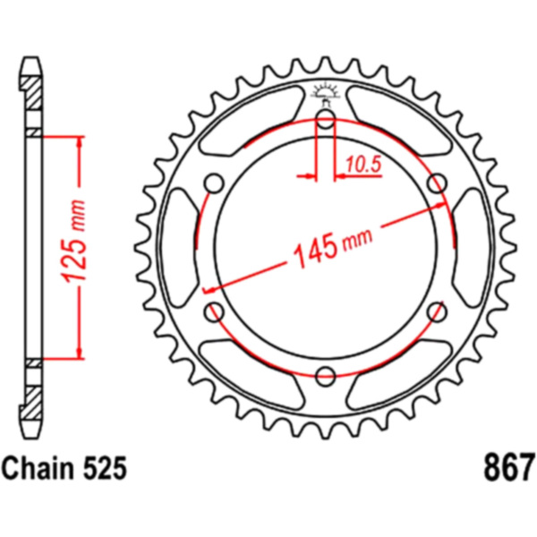 Rear sprocket 44 tooth pitch 525 JTR86744