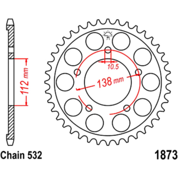 Rear sprocket 48 tooth pitch 532 fitting for Yamaha YZF-R6  600 RJ031 2000, 120 PS, 88 kw