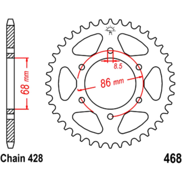 Rear sprocket 42tooth pitch 428 JTR46842