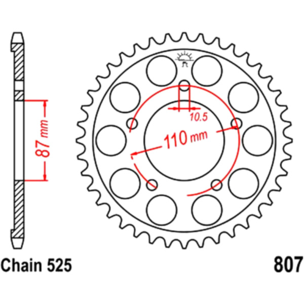 Rear sprocket 45 tooth pitch 525 JTR80745 fitting for Suzuki SV  650 WVBY2111 2005, 34 PS, 25 kw