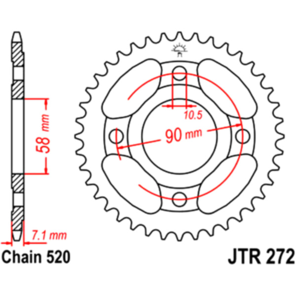 Kettenblatt Kettenrad 31Z Teilung 520 JTR27231 passend für Honda CB Two-Fifty 250 MC26B 1996, 17 PS, 12,5 kw