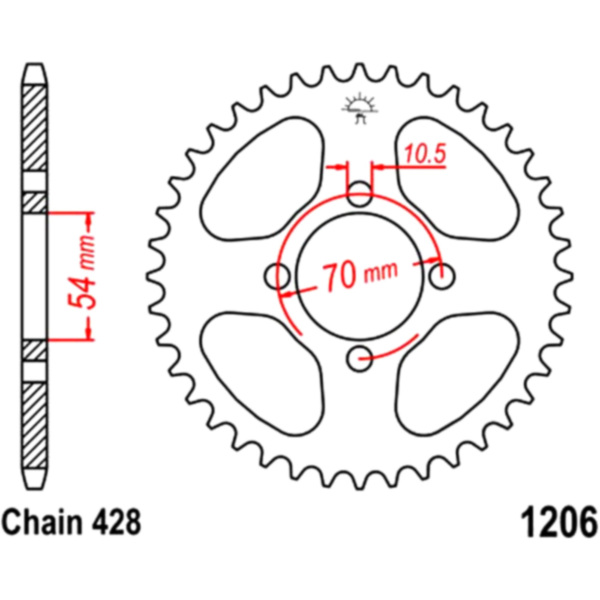 Rear sprocket 42 tooth pitch 428 JTR120642