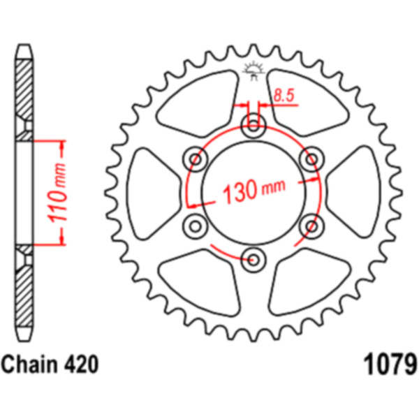 Rear sprocket 62 tooth pitch 420