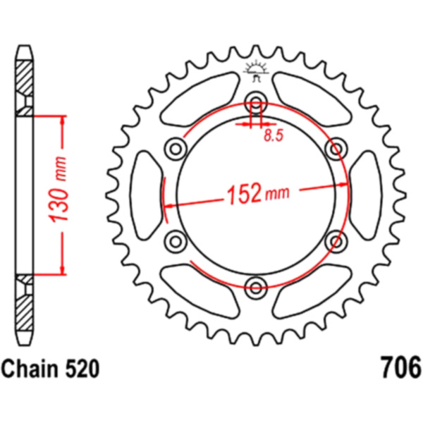 Rear sprocket 46 tooth pitch 520 JTR70646 fitting for Aprilia SXV  550 VSL00 2007, 69/34 PS, 51/25 kw