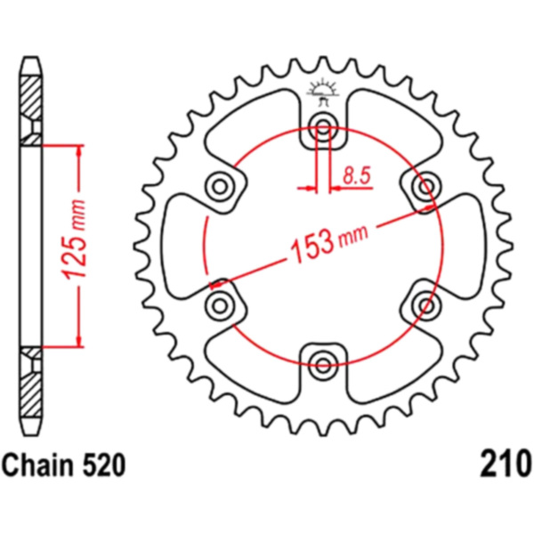 Rear sprocket 45 tooth pitch 520 black
