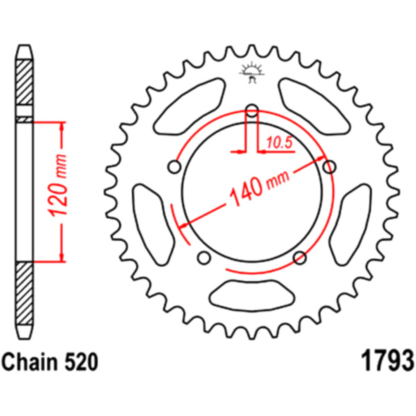 Rear sprocket 45 tooth pitch 520 JTR179345