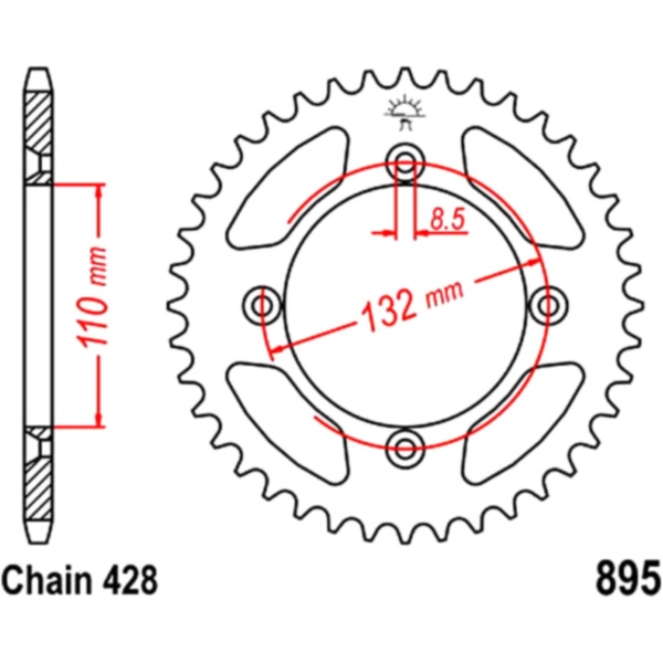 Rear sprocket 46 tooth pitch 428 JTR89546