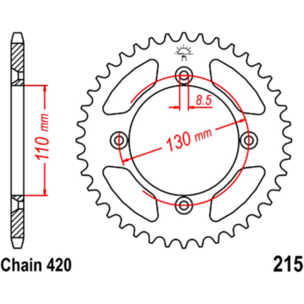 Rear sprocket 55 tooth pitch 420