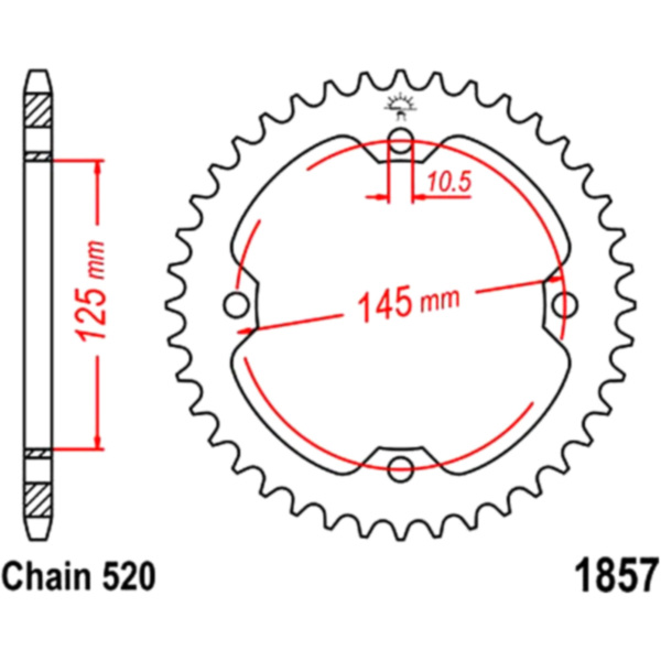 Rear sprocket 37 tooth pitch 520 JTR185737 fitting for Yamaha YFZ Special Edition 450 AJ42W 2013, 49 PS, 36 kw