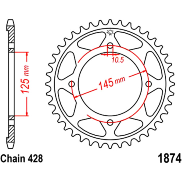 Rear sprocket 59 tooth pitch 428