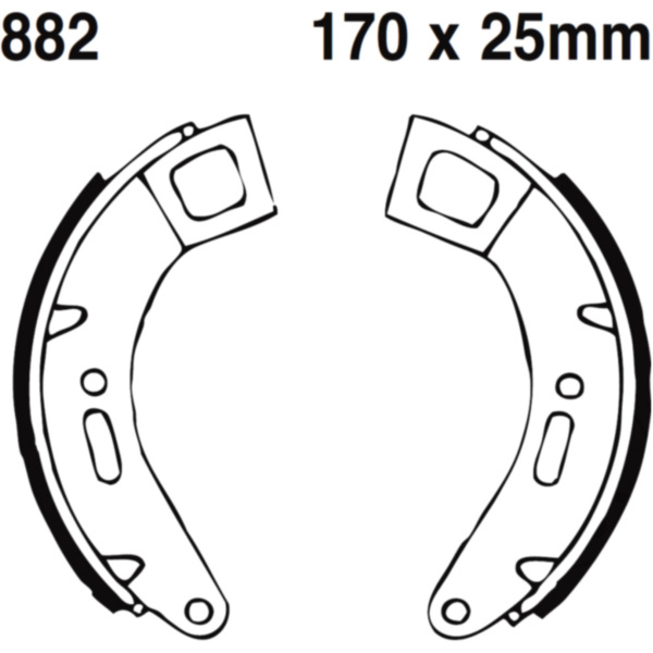 Brake shoes exc springs ebc 882