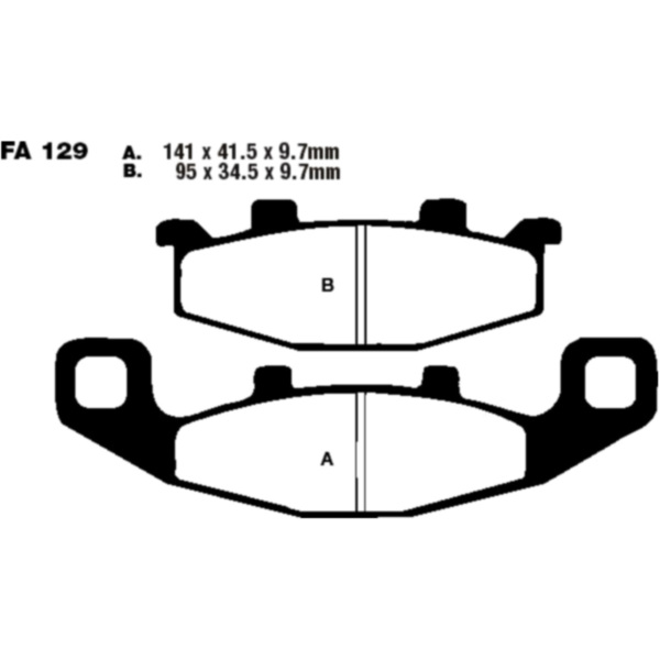 Brake pads semi-sint v ebc FA129V fitting for Kawasaki ER Twister 500 ER500AAA 1999, 34 PS, 25 kw