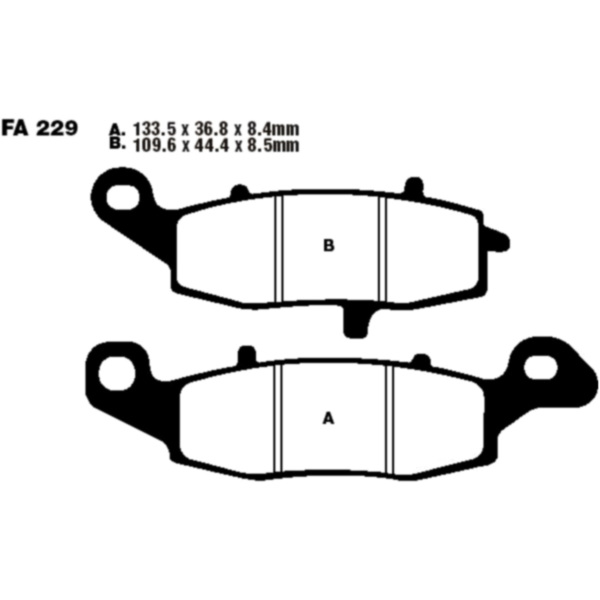 Brake pads semi-sint v ebc FA229V fitting for Kawasaki ER Twister 500 ER500ACA 2003, 34 PS, 25 kw