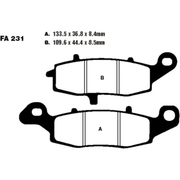 Bremsbeläge Bremsklotz Semi-Sinter V EBC FA231V passend für Suzuki VZ Intruder 1500 WVCU1111 2010, 80 PS, 59 kw