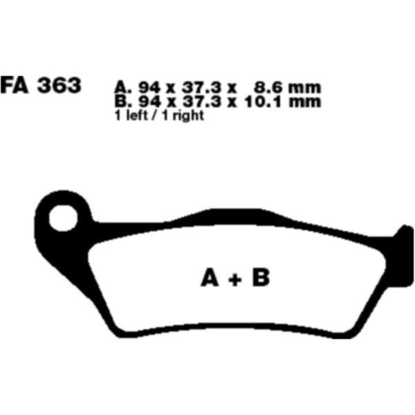 Bremsbeläge Bremsklotz Semi-Sinter V EBC FA363V passend für BMW R ABS Doppelzündung 1150 R22/R11RT 2005, 95 PS, 70 kw