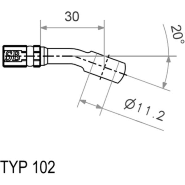 Typ102 11.2mm 20deg silver banjo vario