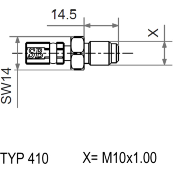 Typ410 m10x1.00 + x stainless