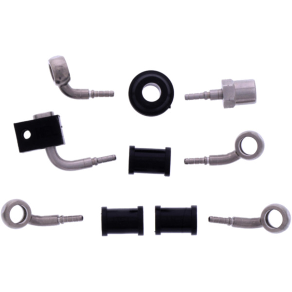 Bremsschlauch Stahlflex Kit Anschluss silber 3-teilig transparent