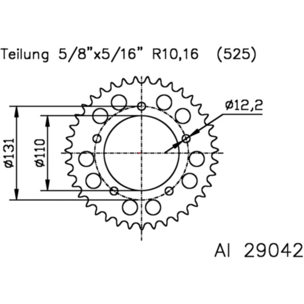 Rear sprocket aluminium 46 tooth 525 silver_1