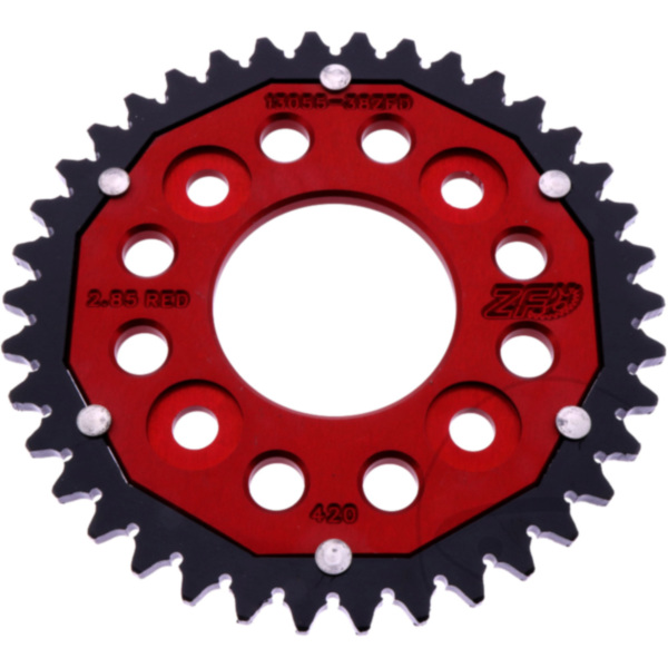 Kettenrad Dual 38Z Teilung 420 rot ZF Innendurchmesser 058 Lochkreis 090