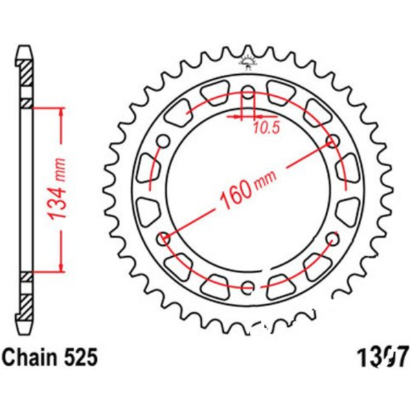 Alu-Kettenrad 42Z Teilung 525 silber JTA130742_1