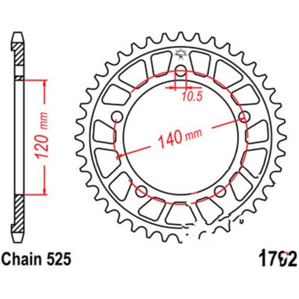 Rear sprocket aluminium 42 tooth pitch 525_1