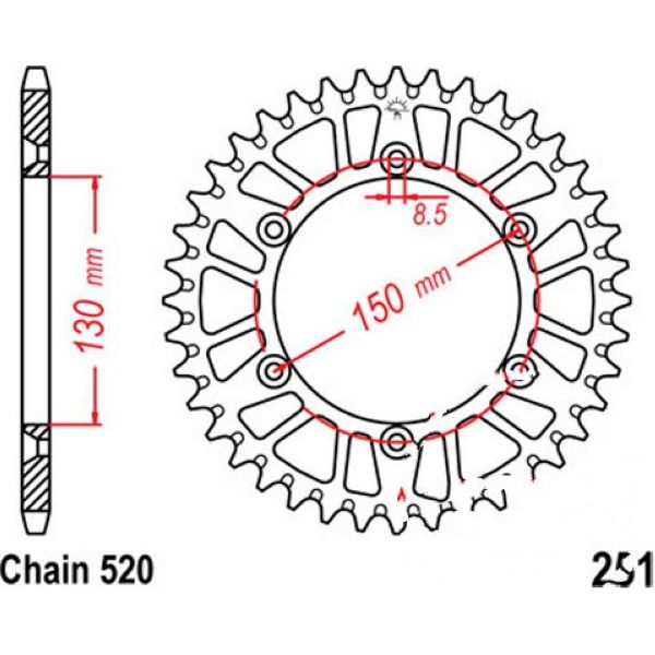 Rear sprocket aluminium 48 tooth pitch 520_1