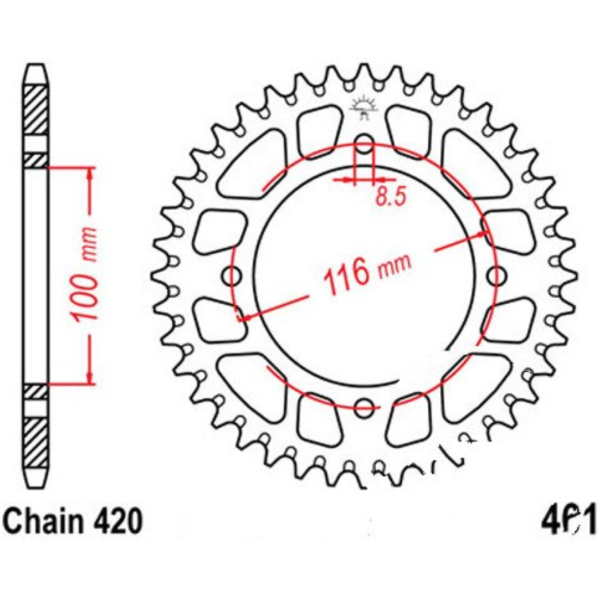 Rear sprocket aluminium 53 tooth pitch 420_1